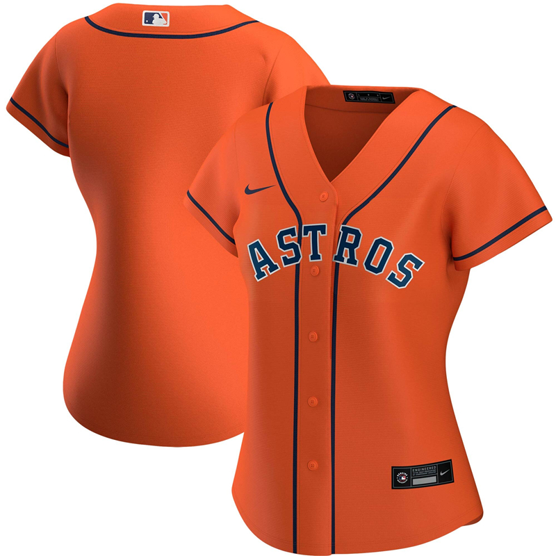 2020 MLB Women Houston Astros Nike Orange Alternate 2020 Replica Team Jersey 1->youth mlb jersey->Youth Jersey